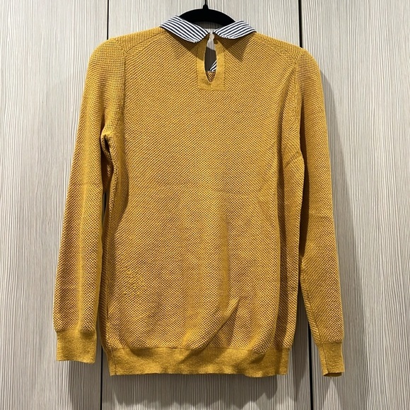 J.Crew Factory | Mustard Textured Collared Sweater | 100% Cotton | XS - Picture 4 of 10